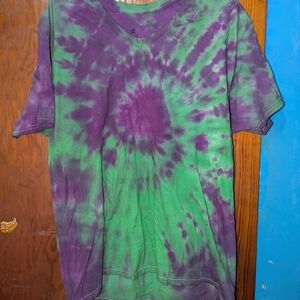 Purple and Green Tie-Dye Short Sleeve Tee